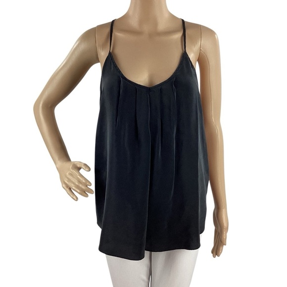 Amanda Uprichard Silk Racerback Tank Top Dusty Black Button Detail Small - Picture 1 of 8